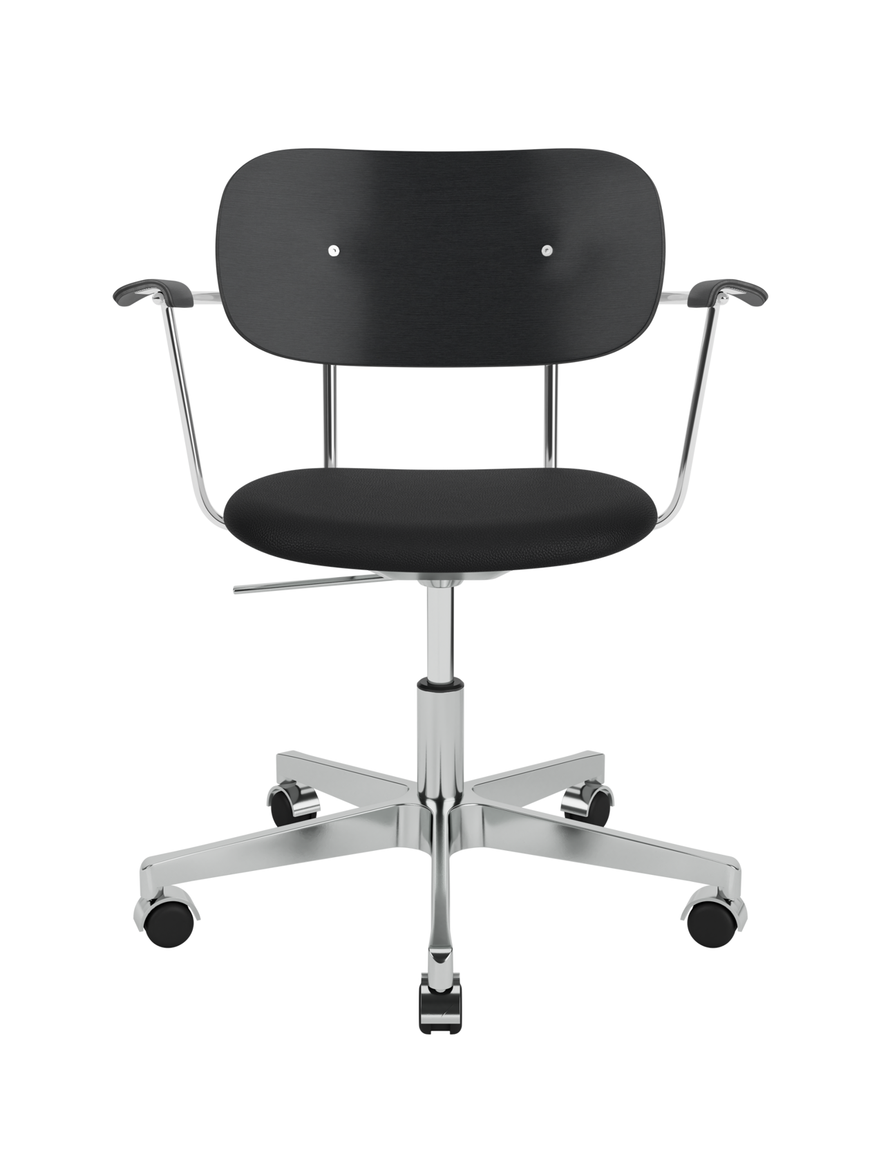 Task Chair, Upholstered Seat with Armrests ¨C Polished Aluminium Base