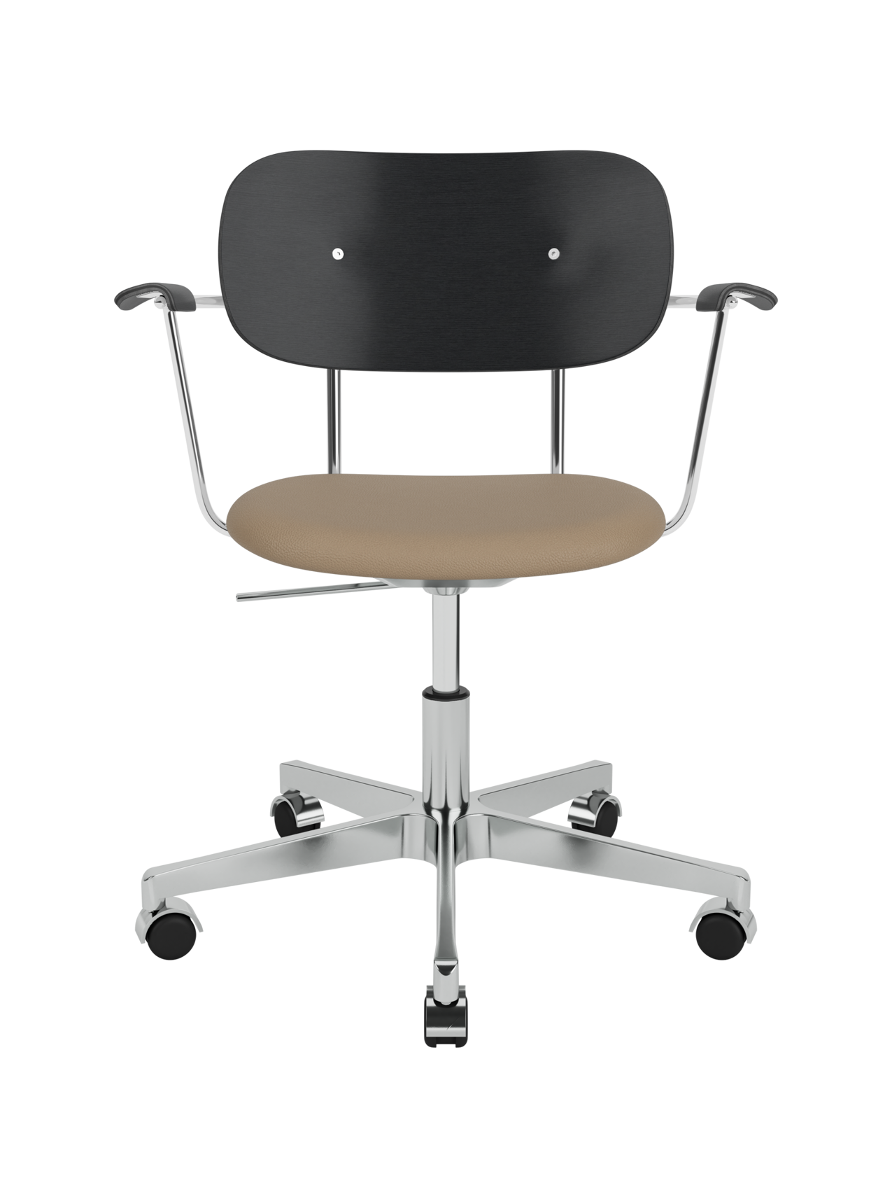 Task Chair, Upholstered Seat with Armrests ¨C Polished Aluminium Base