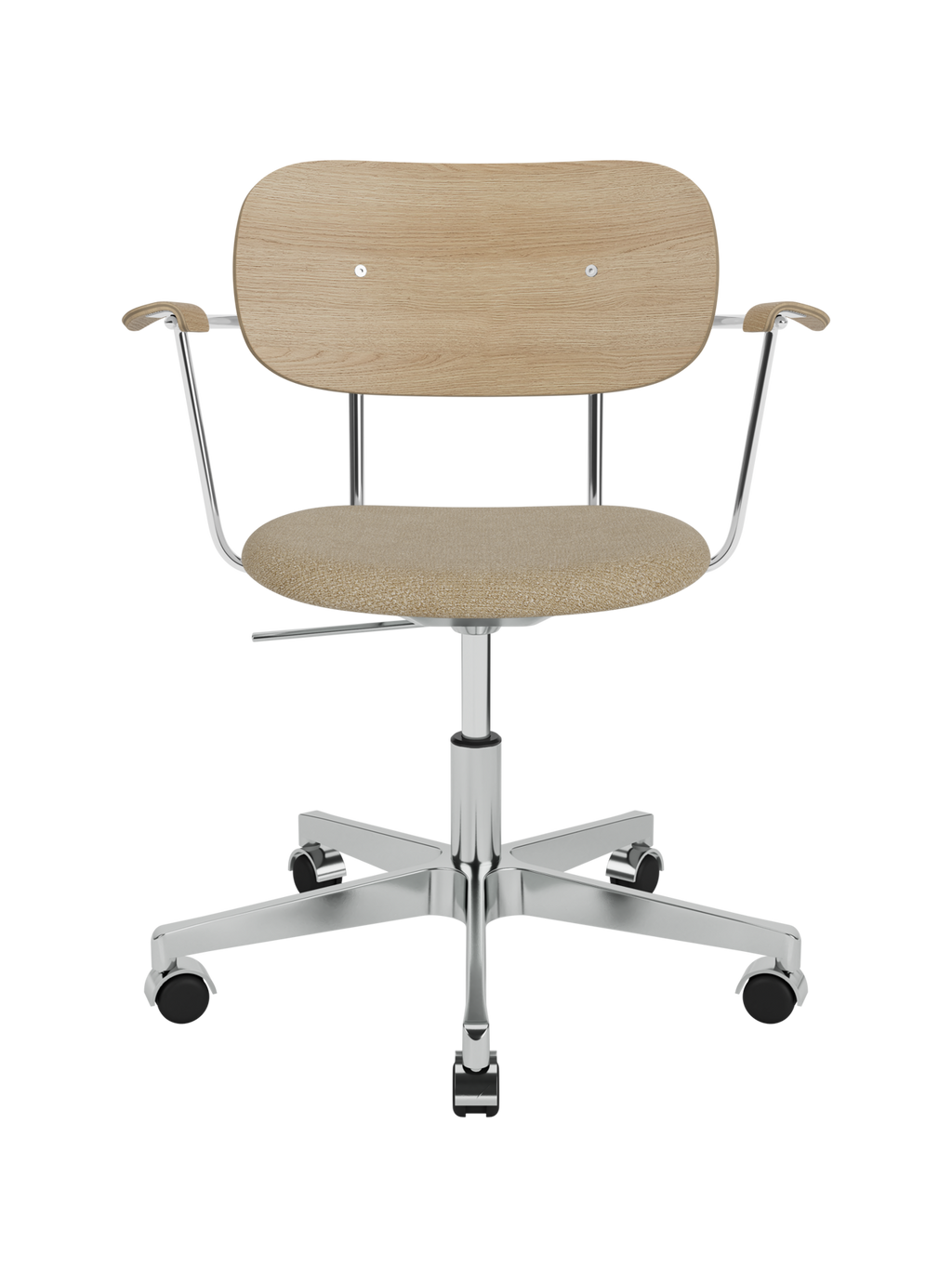 Task Chair, Upholstered Seat with Armrests ¨C Polished Aluminium Base
