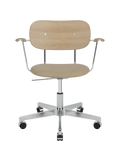 Task Chair, Upholstered Seat with Armrests ¨C Polished Aluminium Base