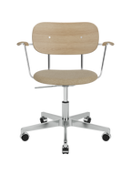 Task Chair, Upholstered Seat with Armrests ¨C Polished Aluminium Base