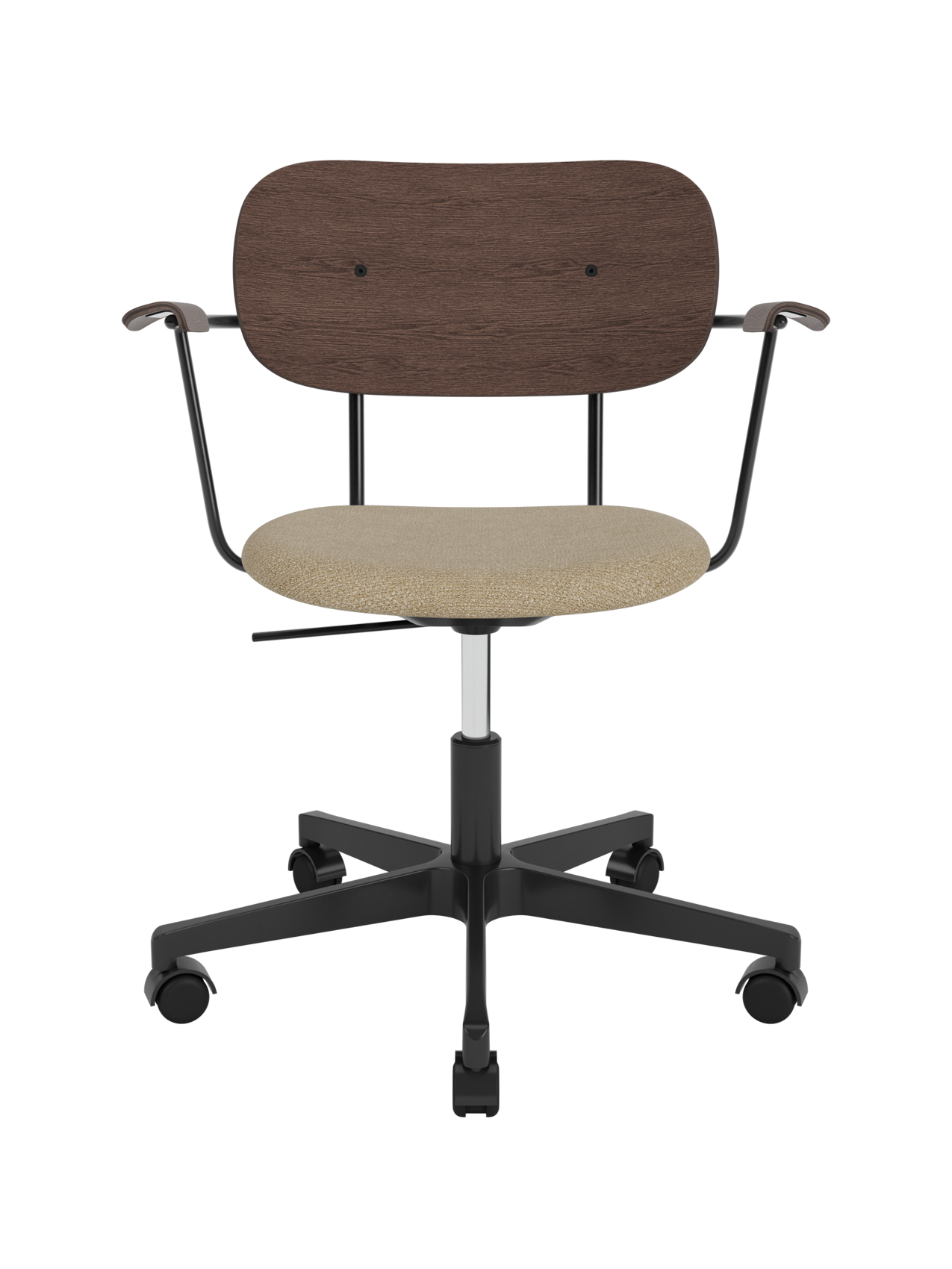 Task Chair, Upholstered Seat with Armrests Black Swivel Base