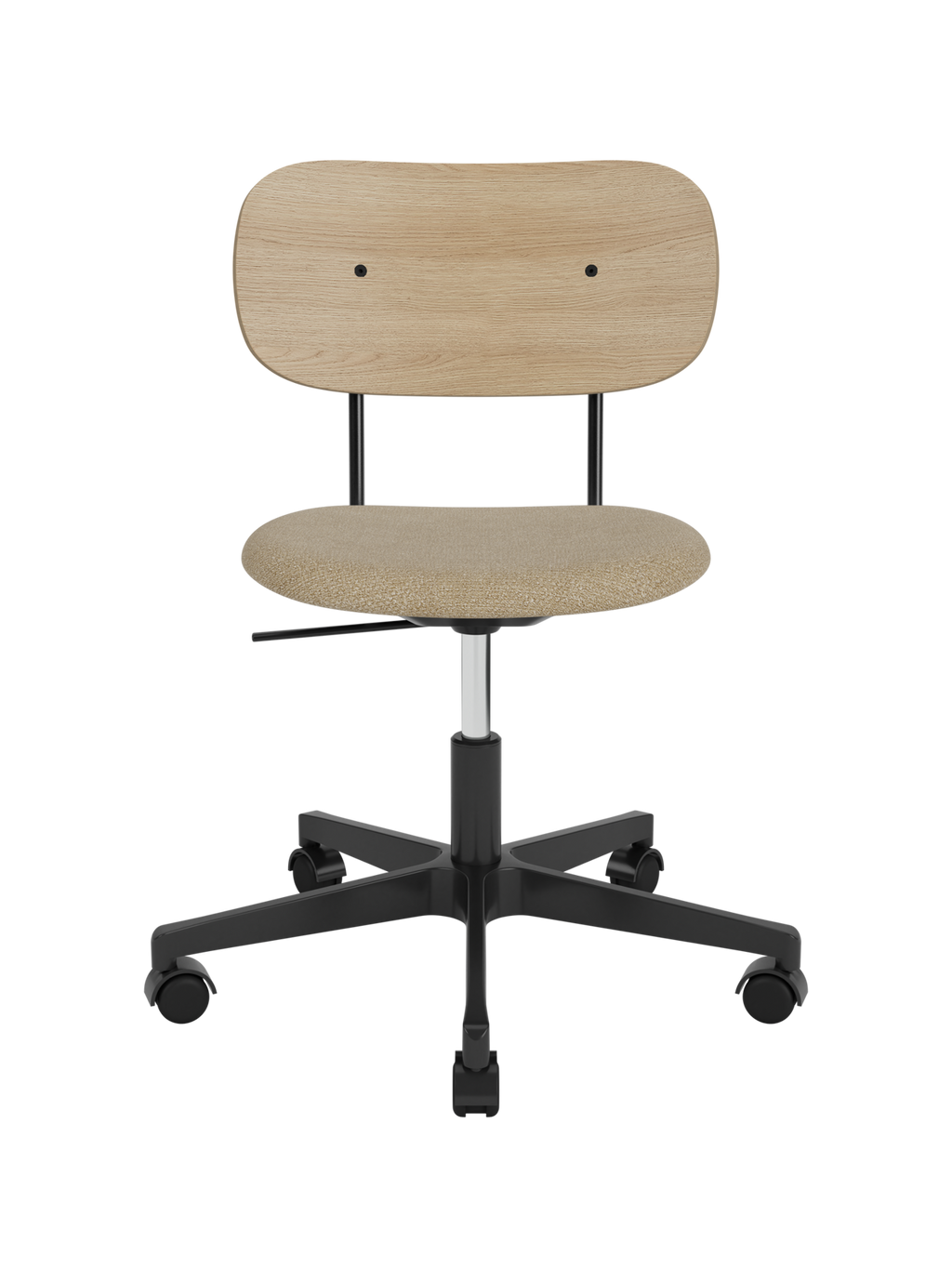 Task Chair, Upholstered Seat Black Swivel Base, Height-Adjustable