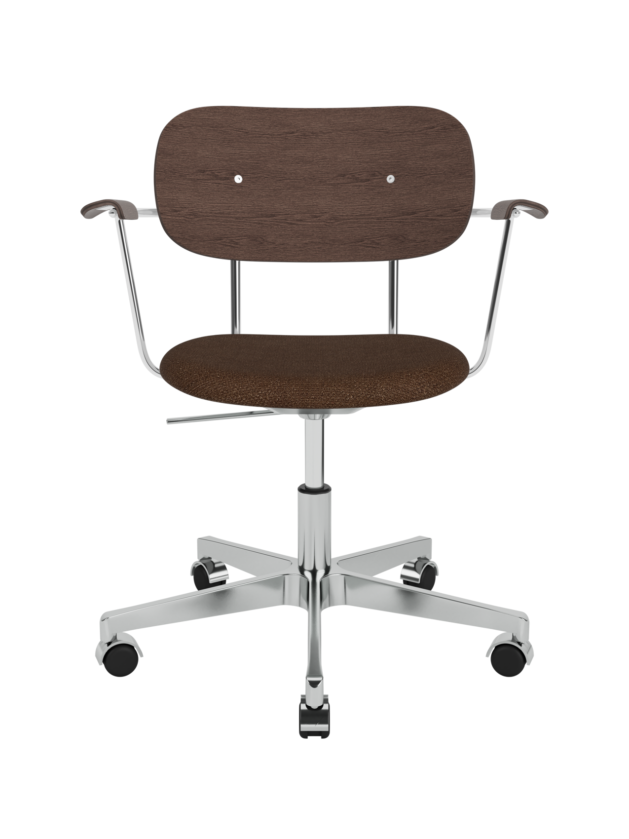 Task Chair, Upholstered Seat with Armrests ¨C Polished Aluminium Base
