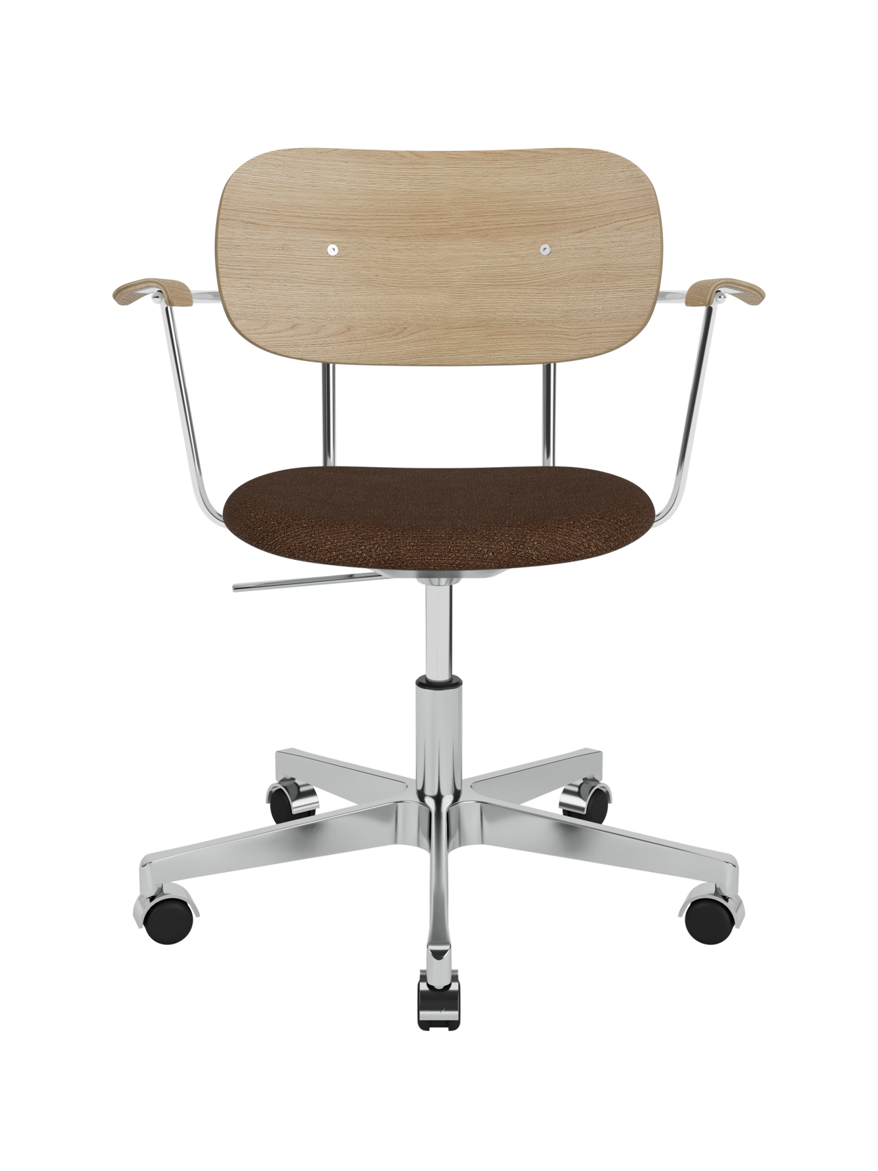 Task Chair, Upholstered Seat with Armrests ¨C Polished Aluminium Base