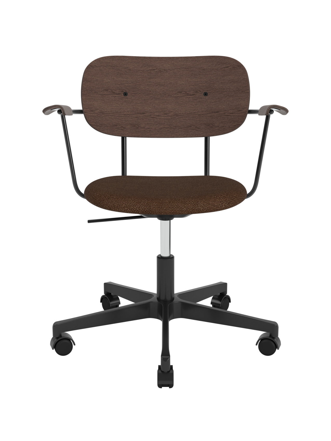 Task Chair, Upholstered Seat with Armrests Black Swivel Base