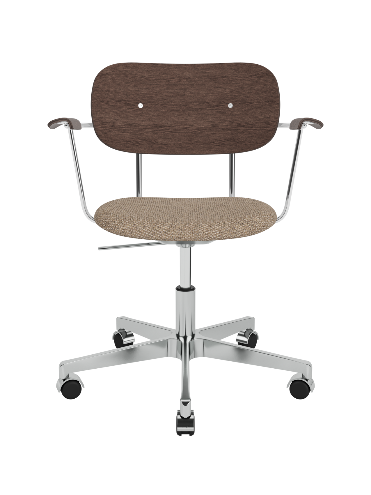 Task Chair, Upholstered Seat with Armrests ¨C Polished Aluminium Base