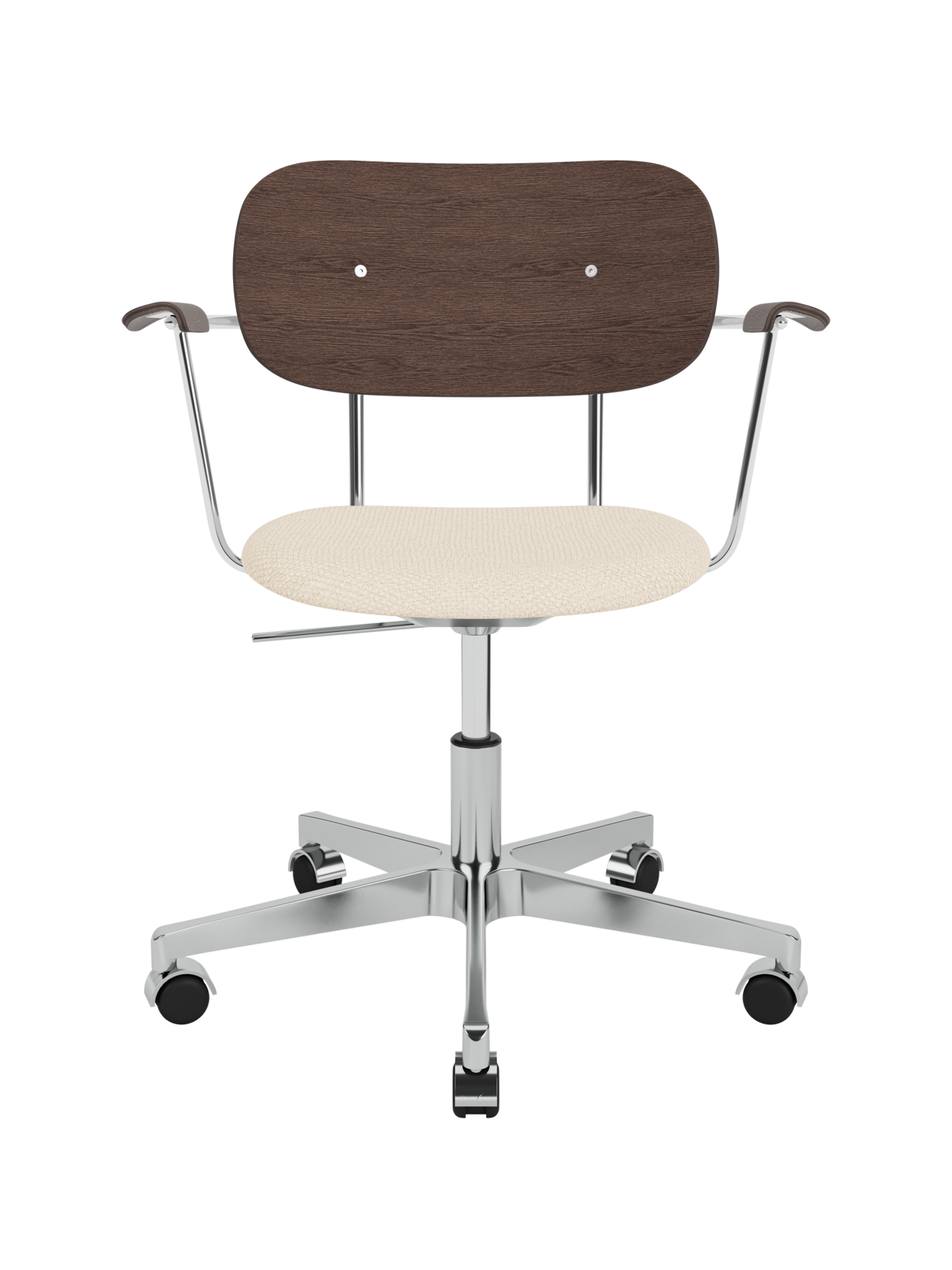 Task Chair, Upholstered Seat with Armrests ¨C Polished Aluminium Base