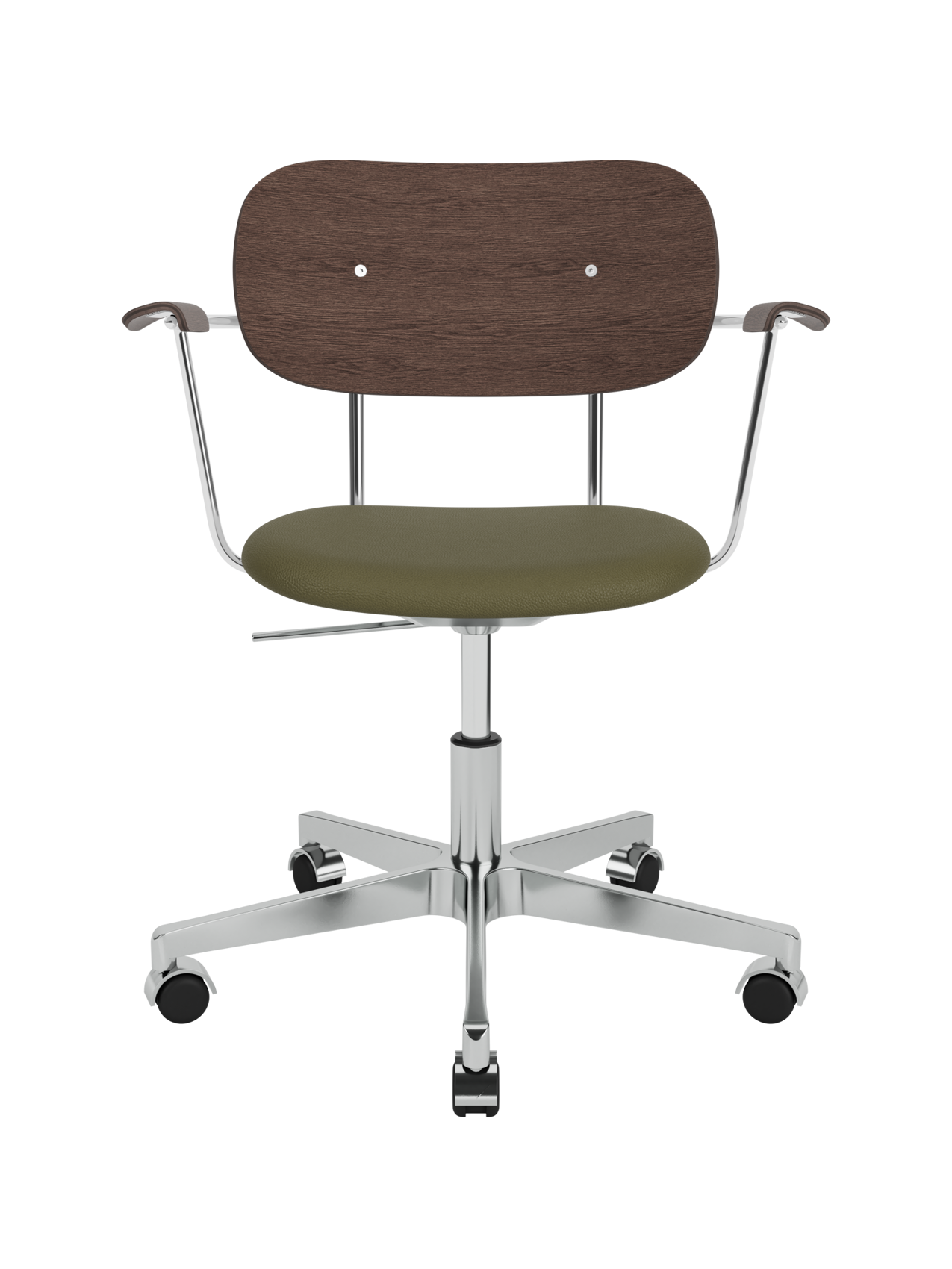 Task Chair, Upholstered Seat with Armrests ¨C Polished Aluminium Base