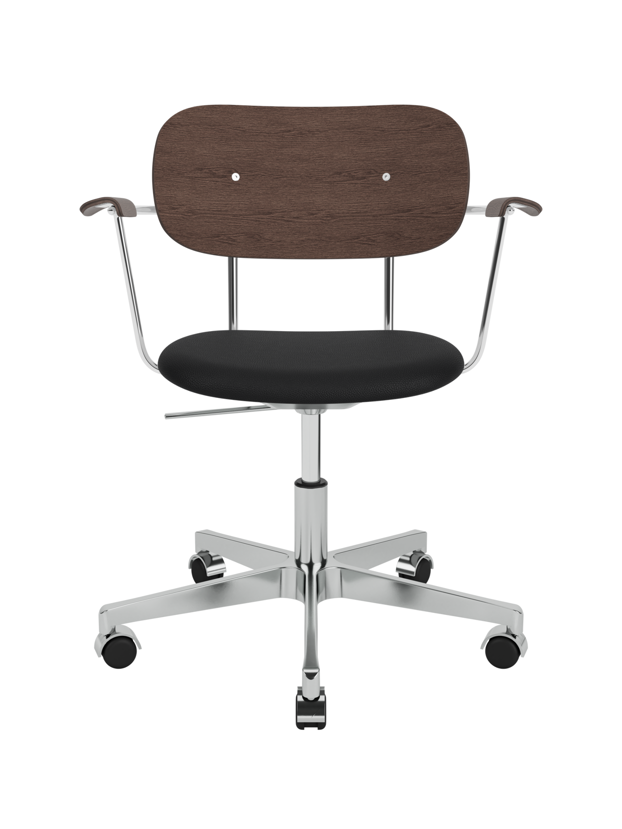 Task Chair, Upholstered Seat with Armrests ¨C Polished Aluminium Base