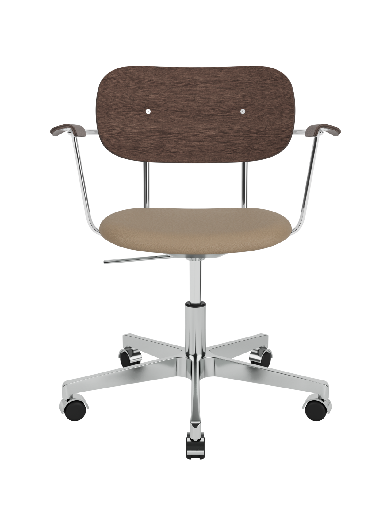 Task Chair, Upholstered Seat with Armrests ¨C Polished Aluminium Base
