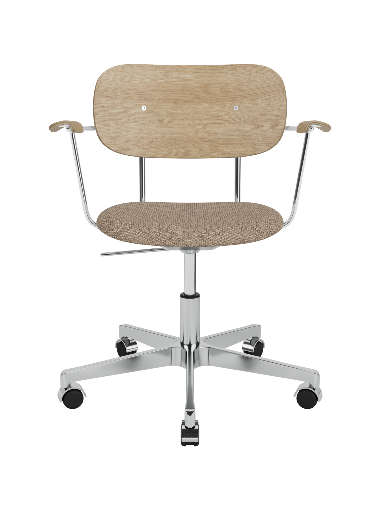 Task Chair, Upholstered Seat with Armrests ¨C Polished Aluminium Base
