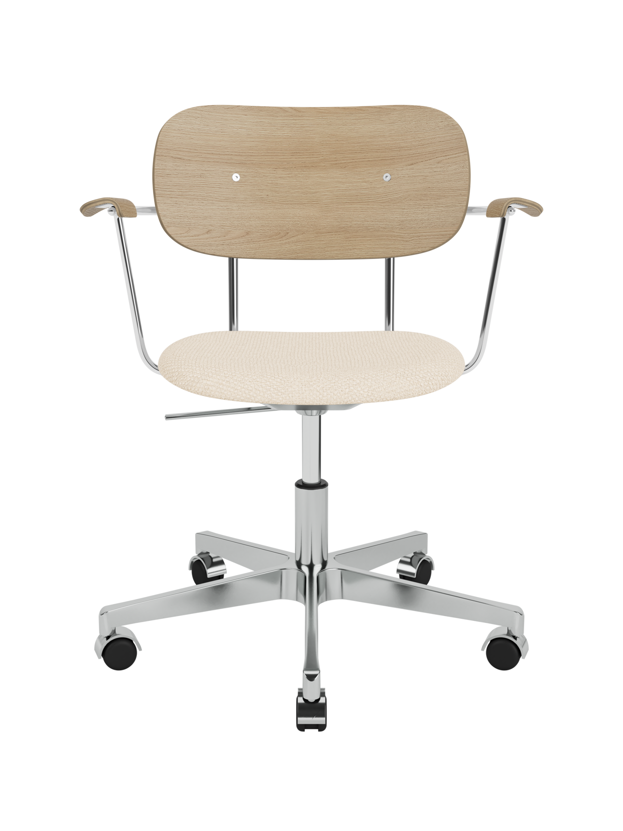 Task Chair, Upholstered Seat with Armrests ¨C Polished Aluminium Base