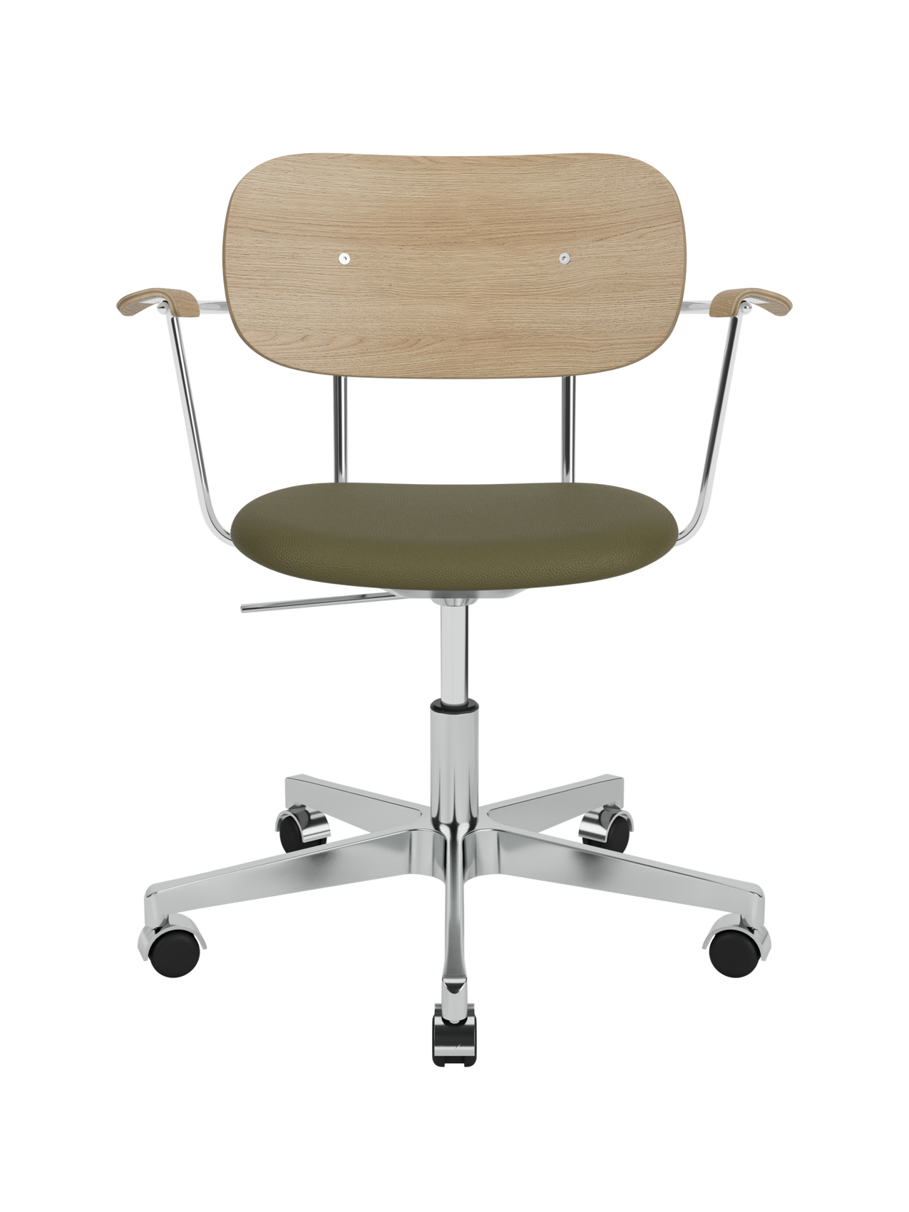 Task Chair, Upholstered Seat with Armrests ¨C Polished Aluminium Base