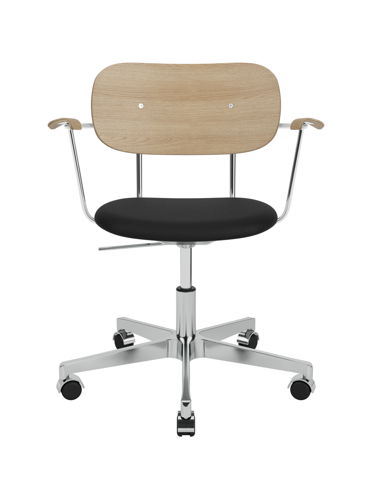 Task Chair, Upholstered Seat with Armrests ¨C Polished Aluminium Base