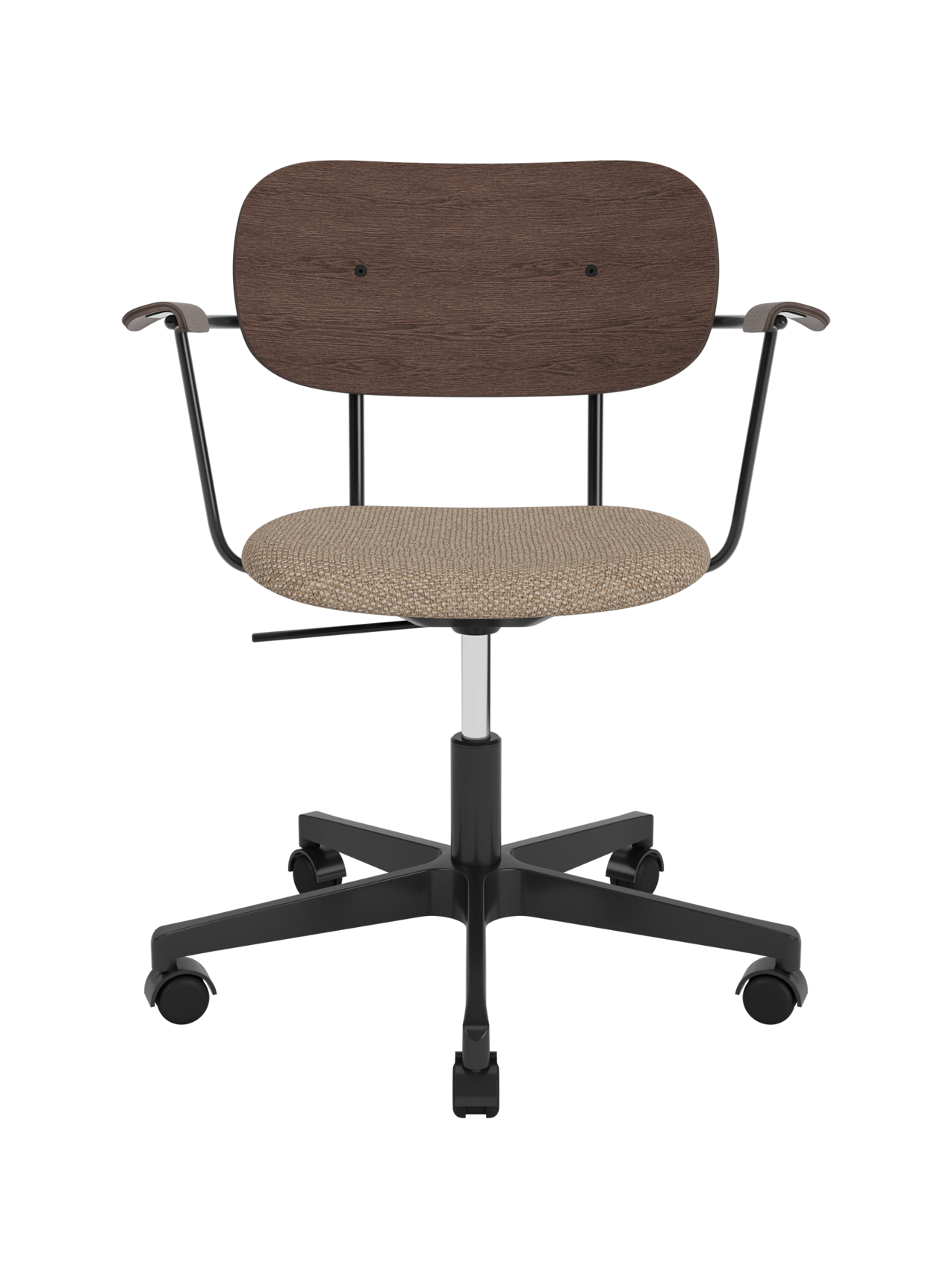 Task Chair, Upholstered Seat with Armrests Black Swivel Base