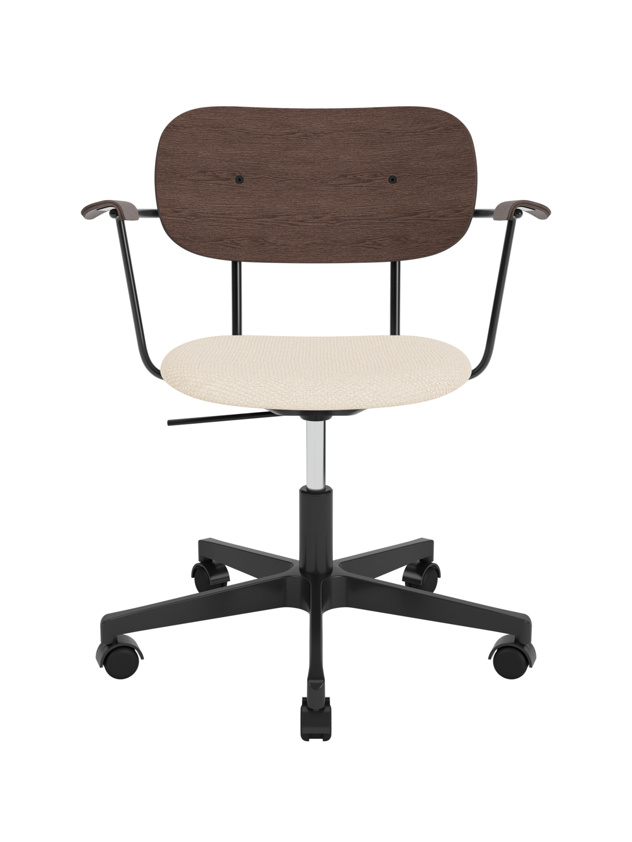 Task Chair, Upholstered Seat with Armrests Black Swivel Base
