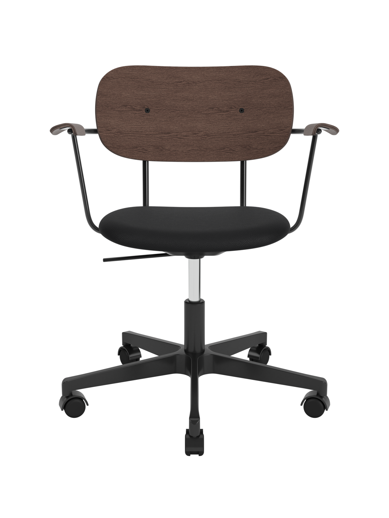 Task Chair, Upholstered Seat with Armrests Black Swivel Base