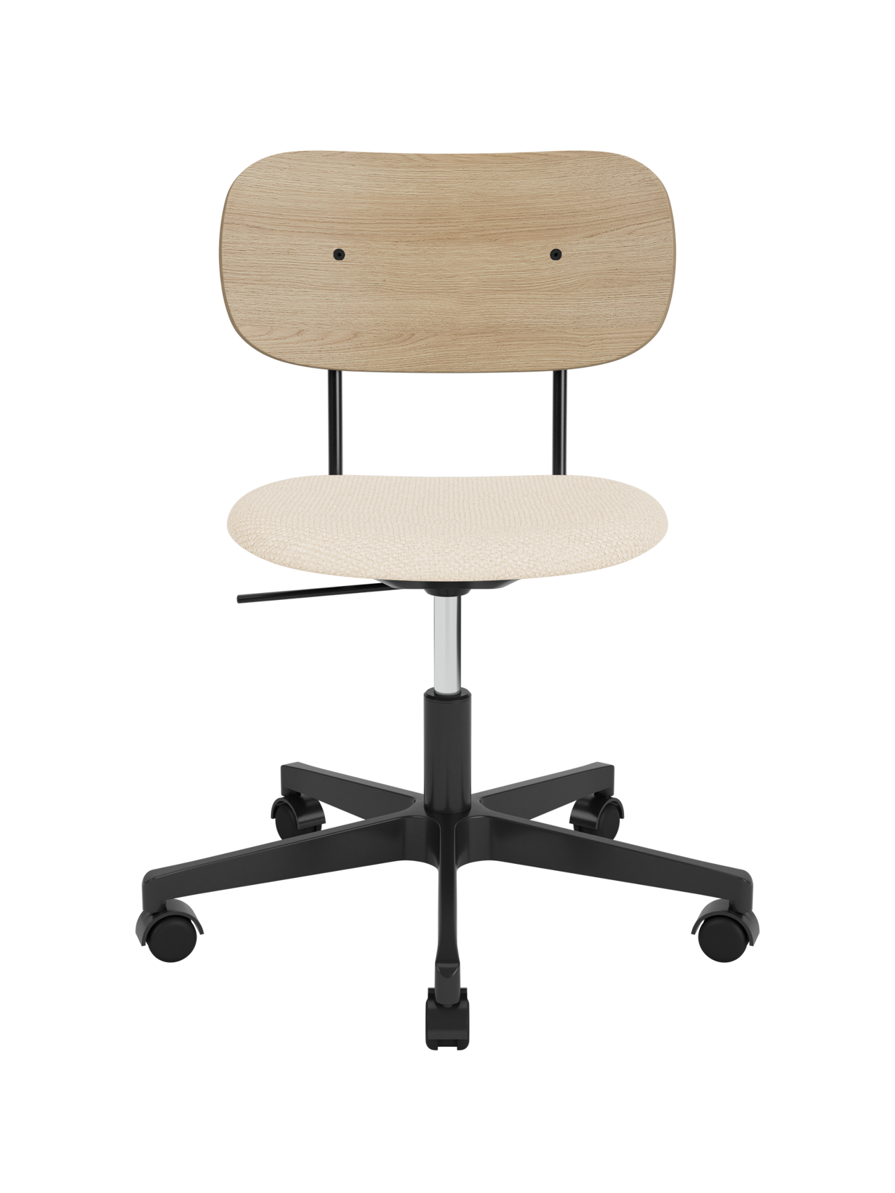Task Chair, Upholstered Seat Black Swivel Base, Height-Adjustable