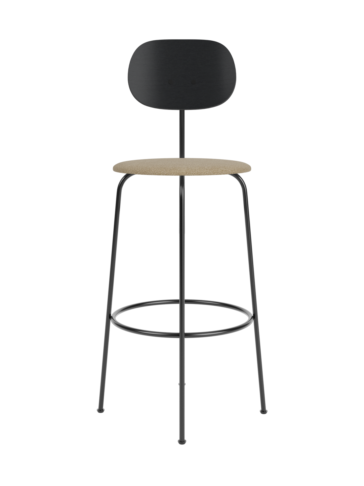 Bar Chair Plus, Upholstered Seat ¨C Veneer Back, Powder-Coated Frame