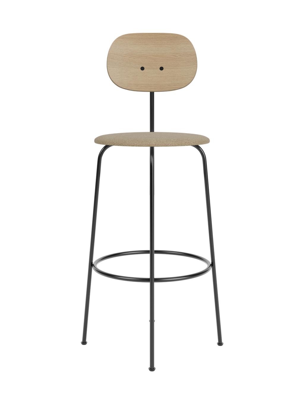 Bar Chair Plus, Upholstered Seat ¨C Veneer Back, Powder-Coated Frame