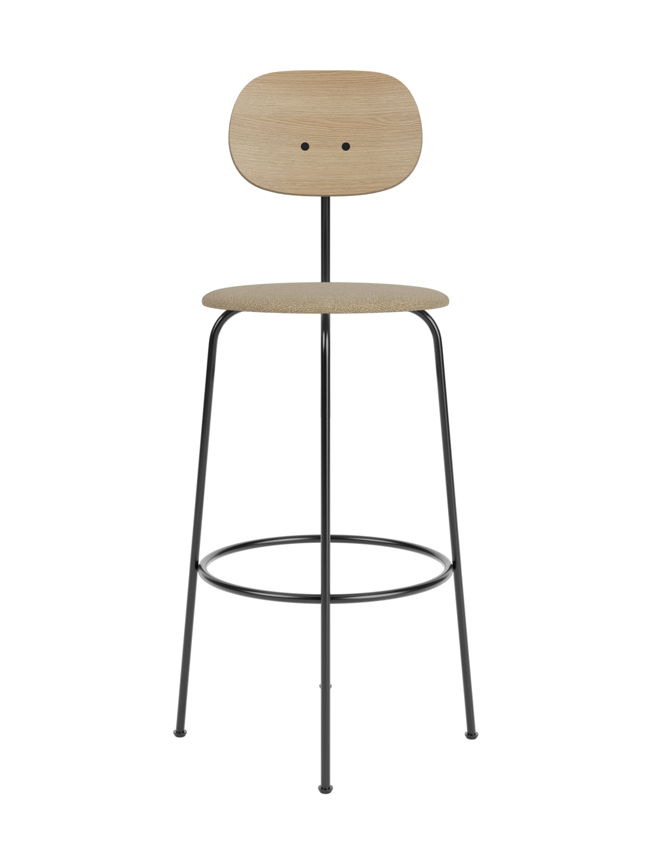 Bar Chair Plus, Upholstered Seat ¨C Veneer Back, Powder-Coated Frame
