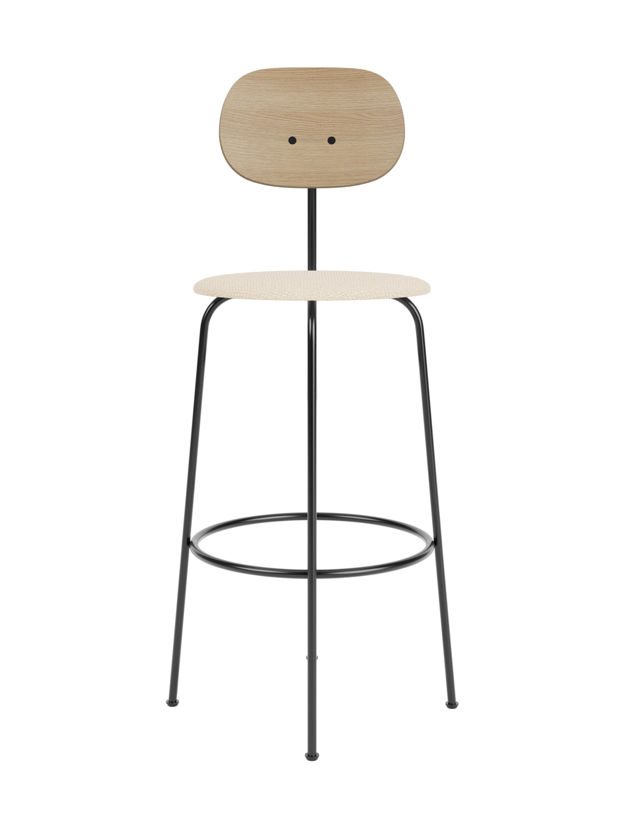 Bar Chair Plus, Upholstered Seat ¨C Veneer Back, Powder-Coated Frame