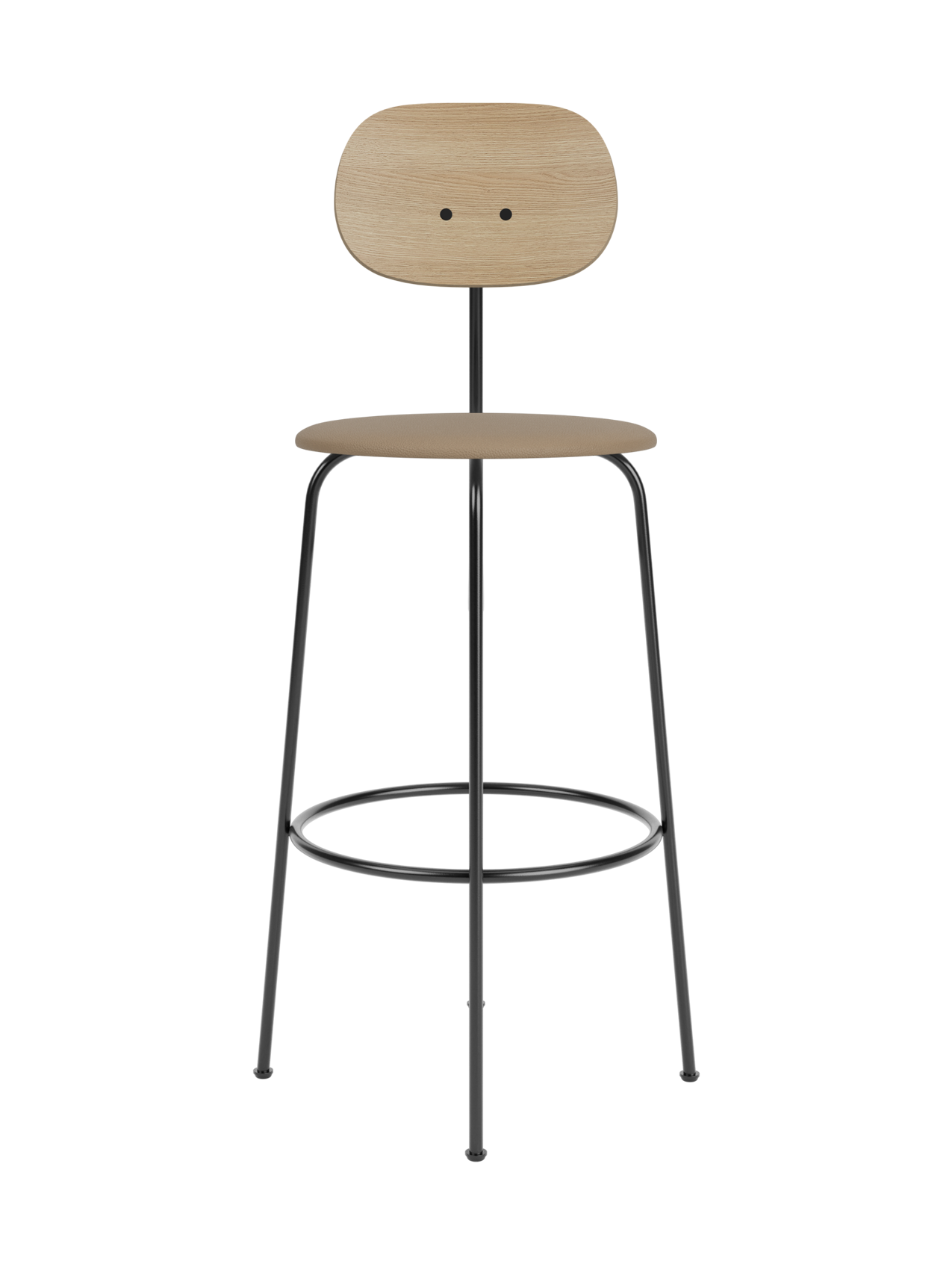 Bar Chair Plus, Upholstered Seat ¨C Veneer Back, Powder-Coated Frame