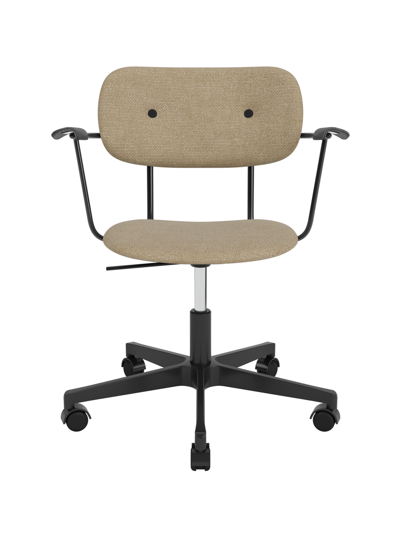 Fully Upholstered Task Chair with Armrests Black Swivel Base
