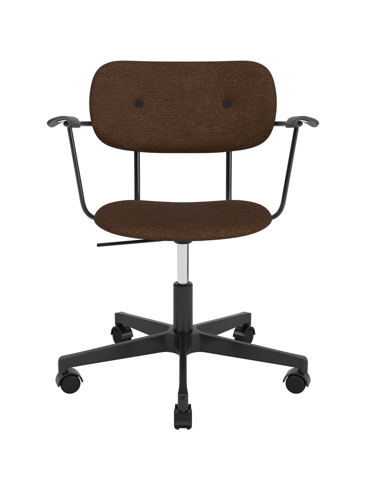 Fully Upholstered Task Chair with Armrests Black Swivel Base