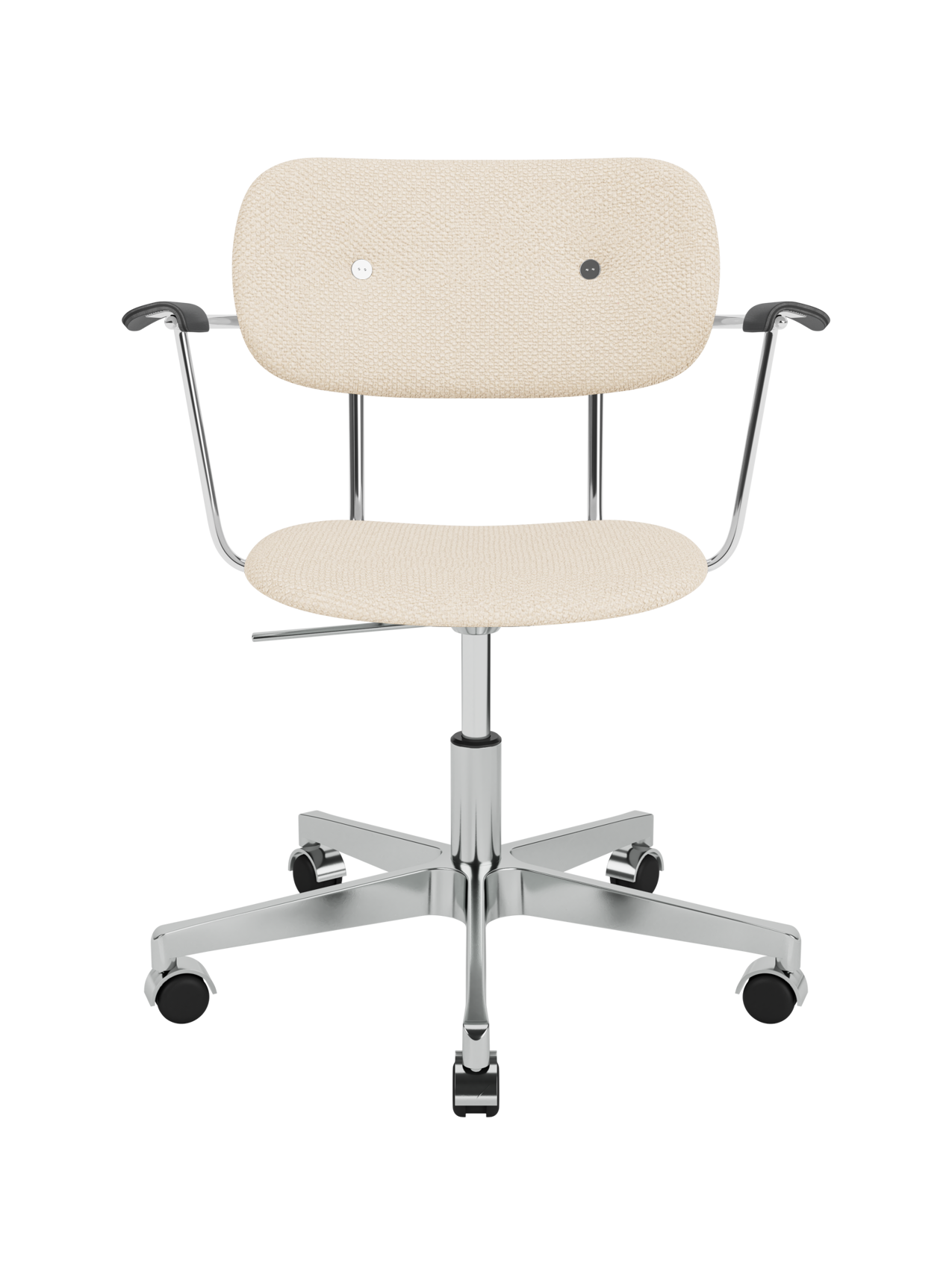 Fully Upholstered Task Chair with Armrests Polished Aluminium Base