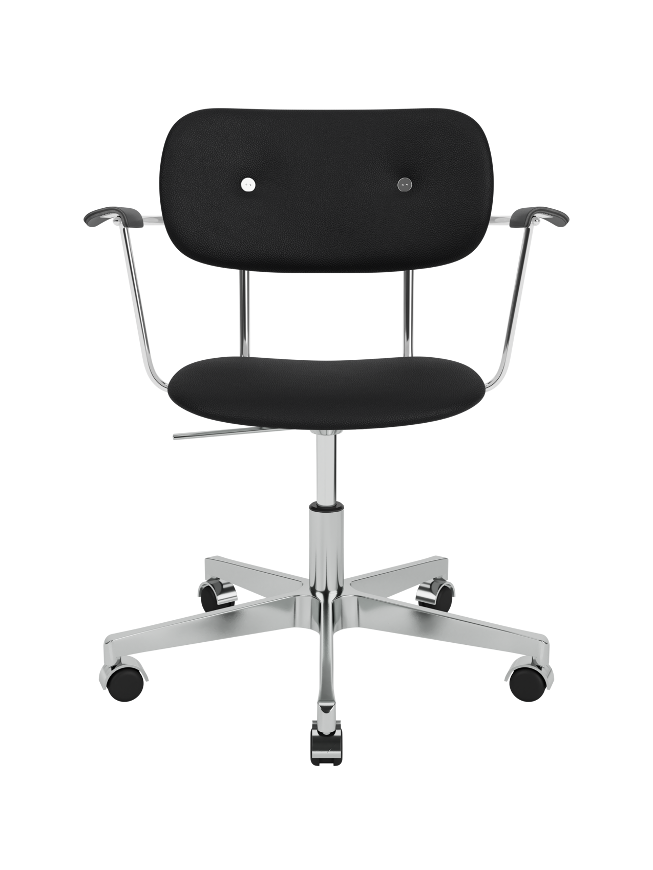 Fully Upholstered Task Chair with Armrests Polished Aluminium Base
