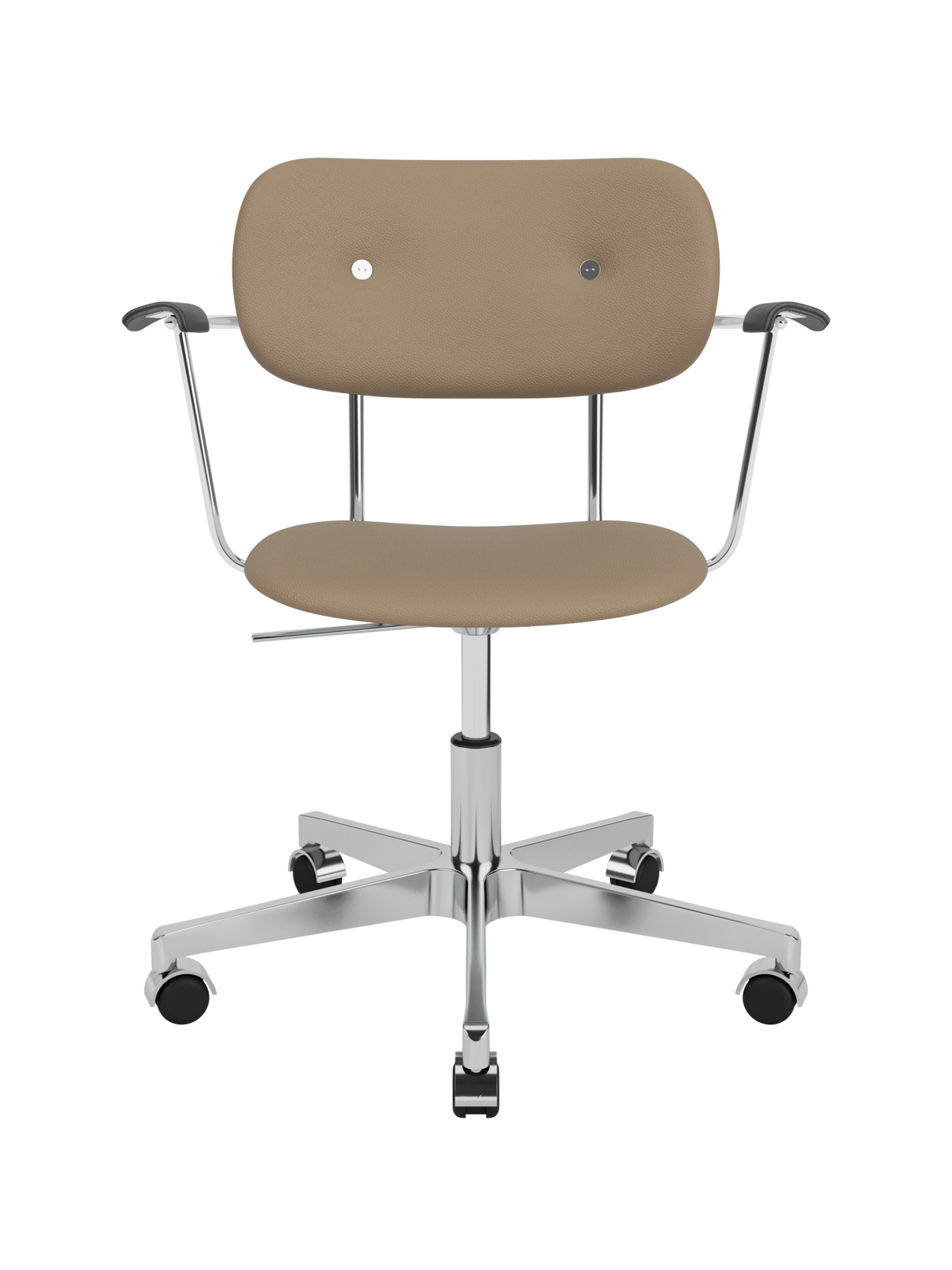 Fully Upholstered Task Chair with Armrests Polished Aluminium Base