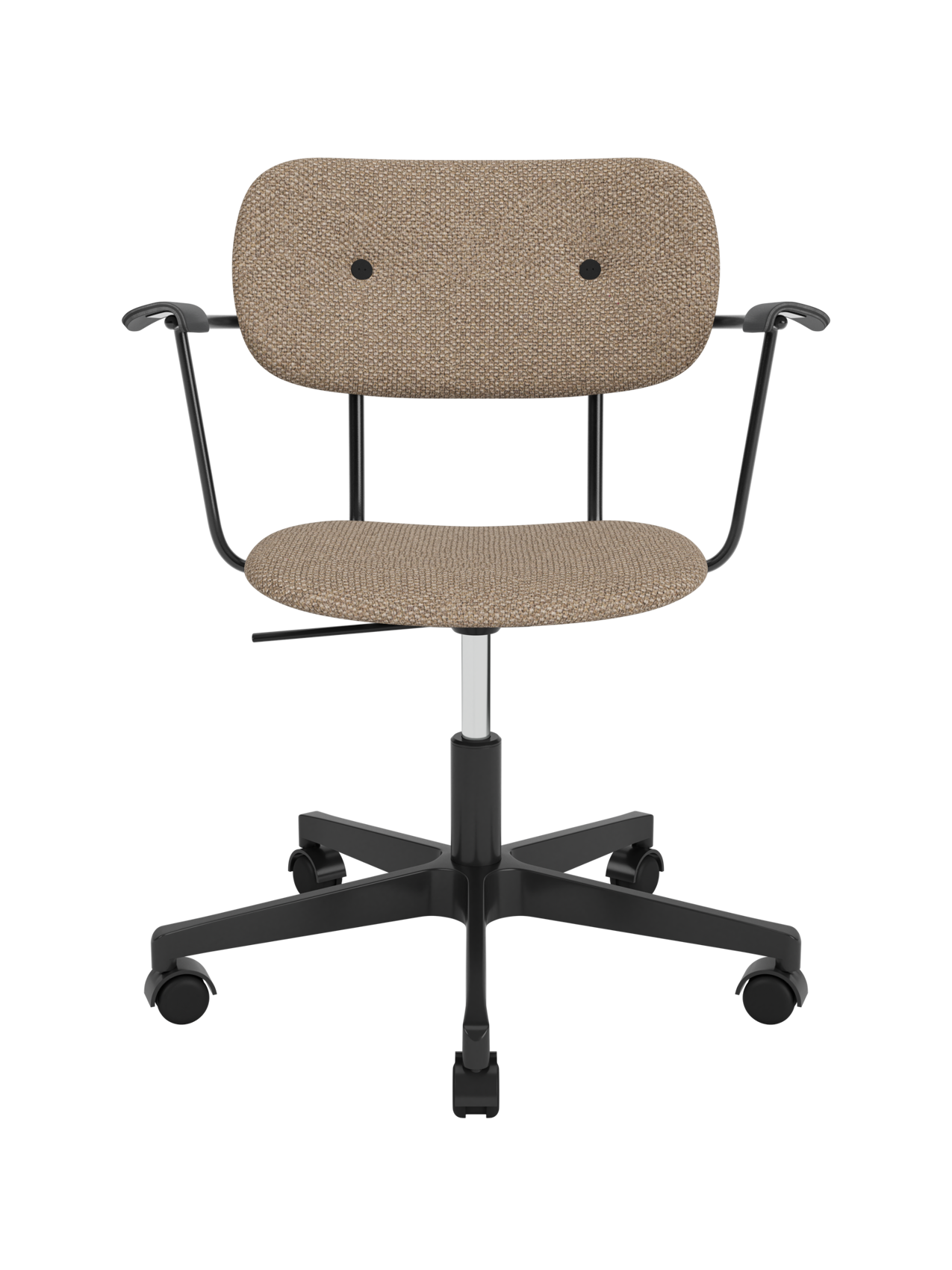 Fully Upholstered Task Chair with Armrests Black Swivel Base