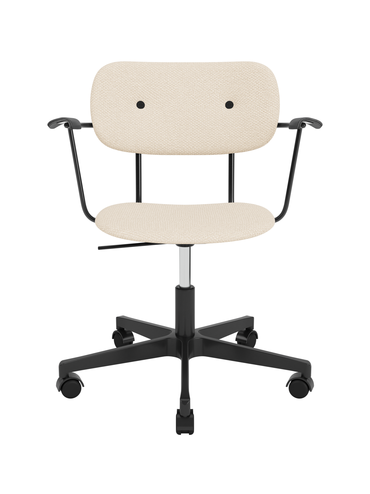 Fully Upholstered Task Chair with Armrests Black Swivel Base