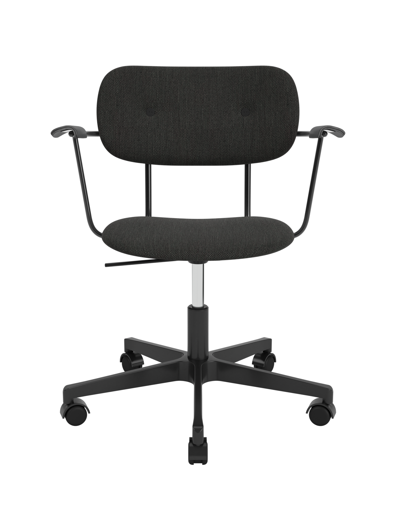 Fully Upholstered Task Chair with Armrests Black Swivel Base