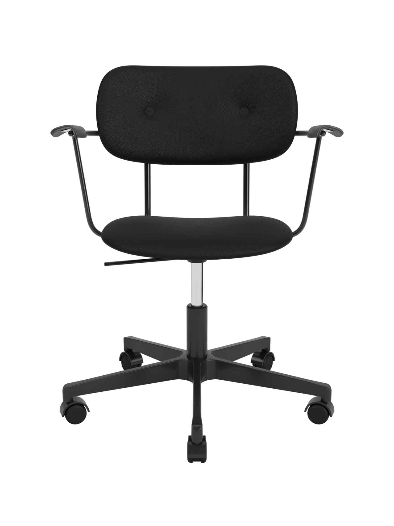 Fully Upholstered Task Chair with Armrests Black Swivel Base