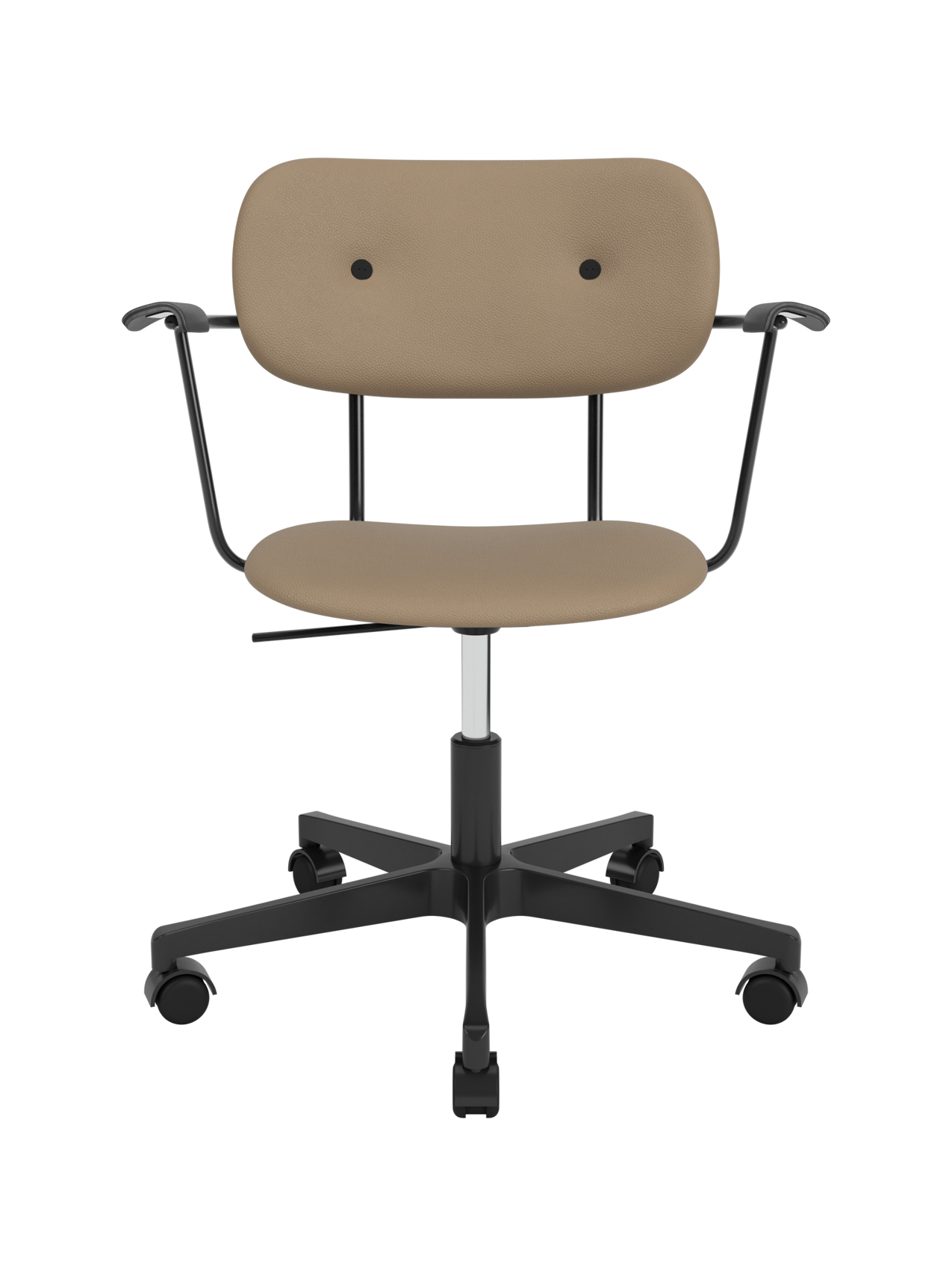 Fully Upholstered Task Chair with Armrests Black Swivel Base