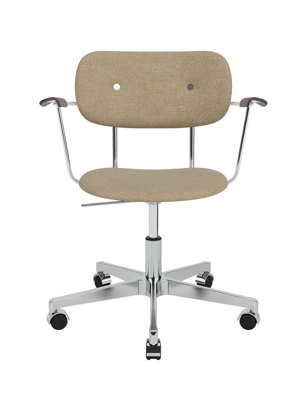 Fully Upholstered Task Chair with Armrests Polished Aluminium Base