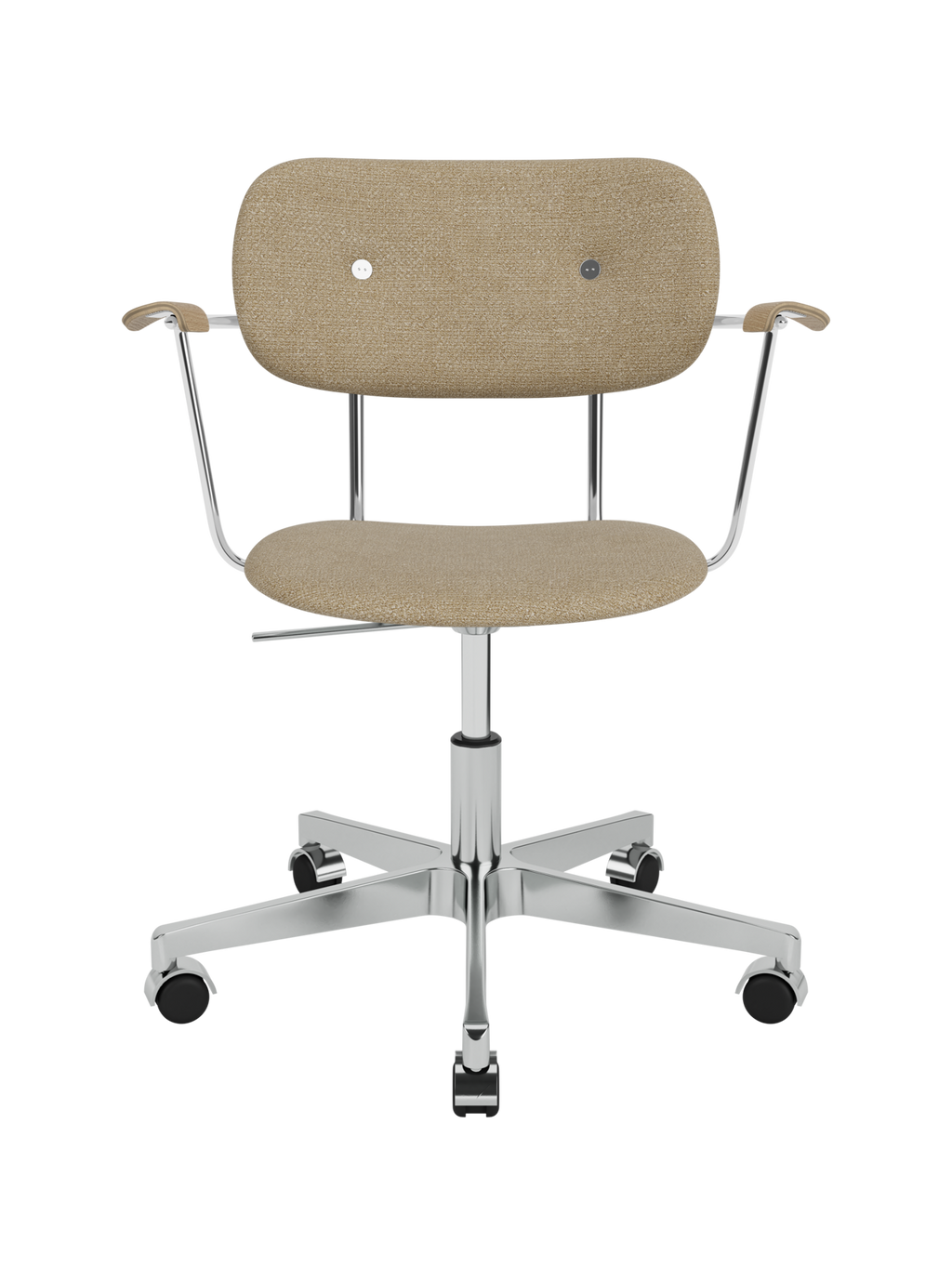 Fully Upholstered Task Chair with Armrests Polished Aluminium Base