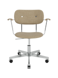 Fully Upholstered Task Chair with Armrests Polished Aluminium Base
