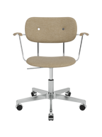 Fully Upholstered Task Chair with Armrests Polished Aluminium Base