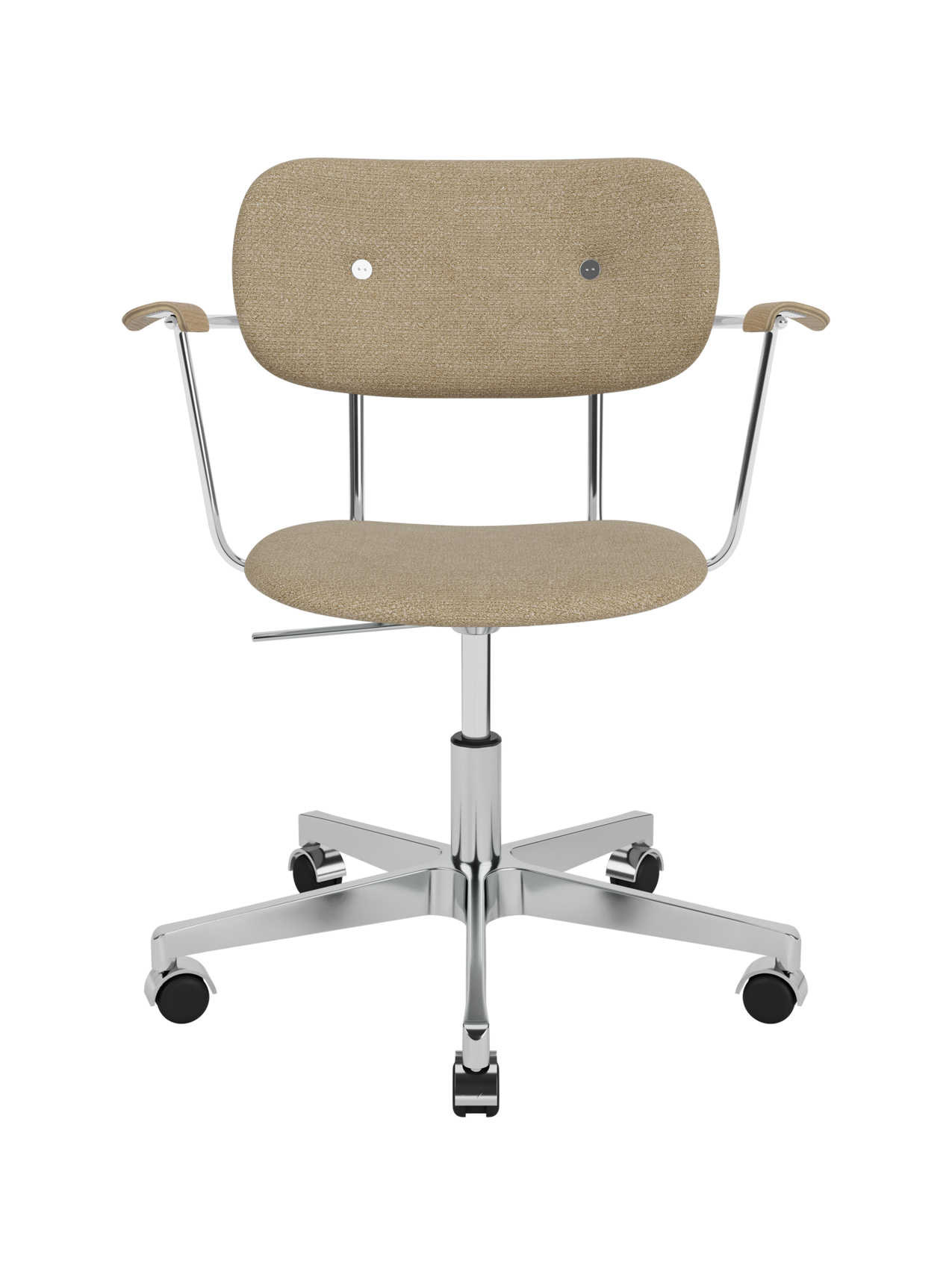 Fully Upholstered Task Chair with Armrests Polished Aluminium Base
