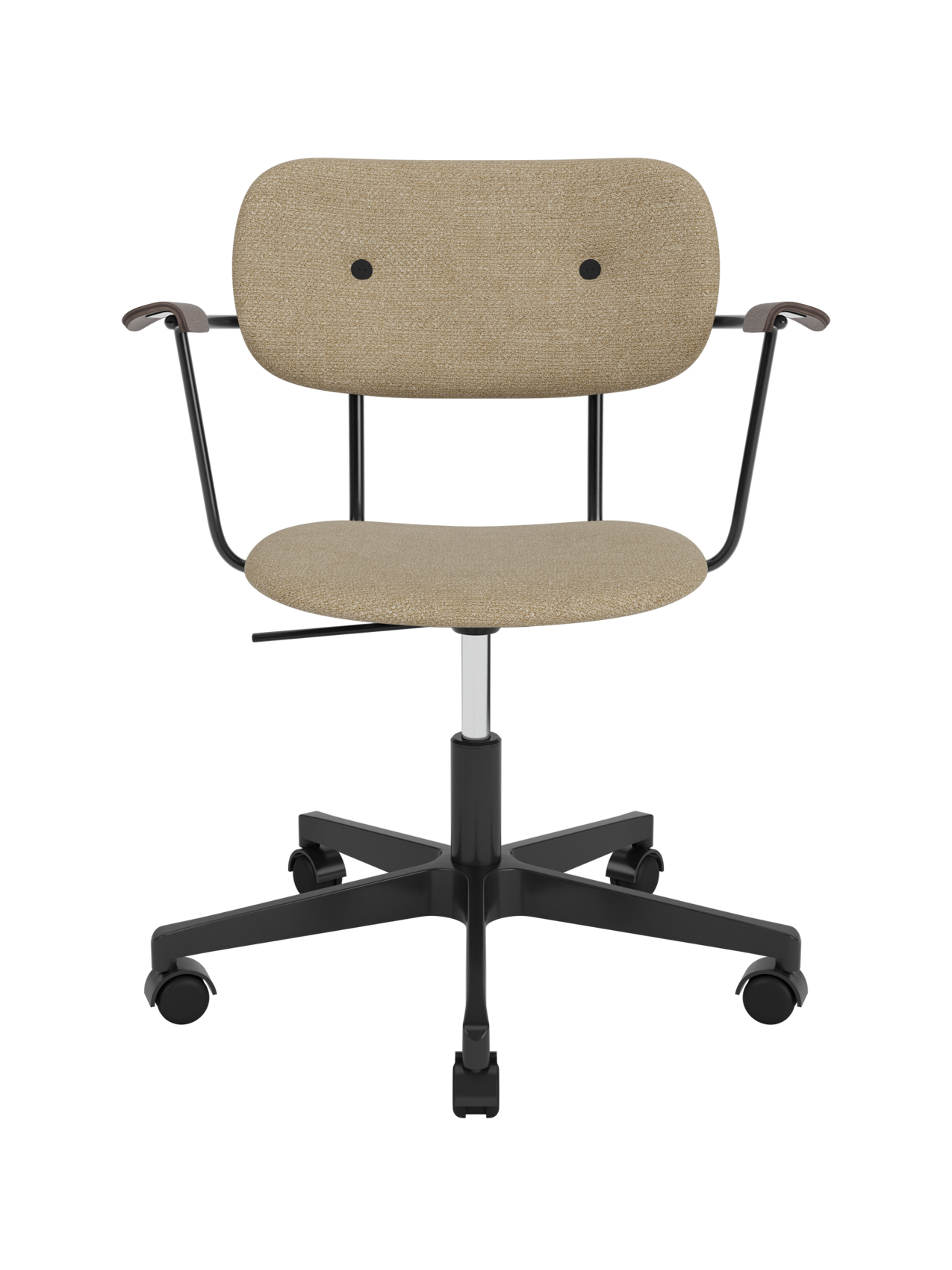 Fully Upholstered Task Chair with Armrests Black Swivel Base