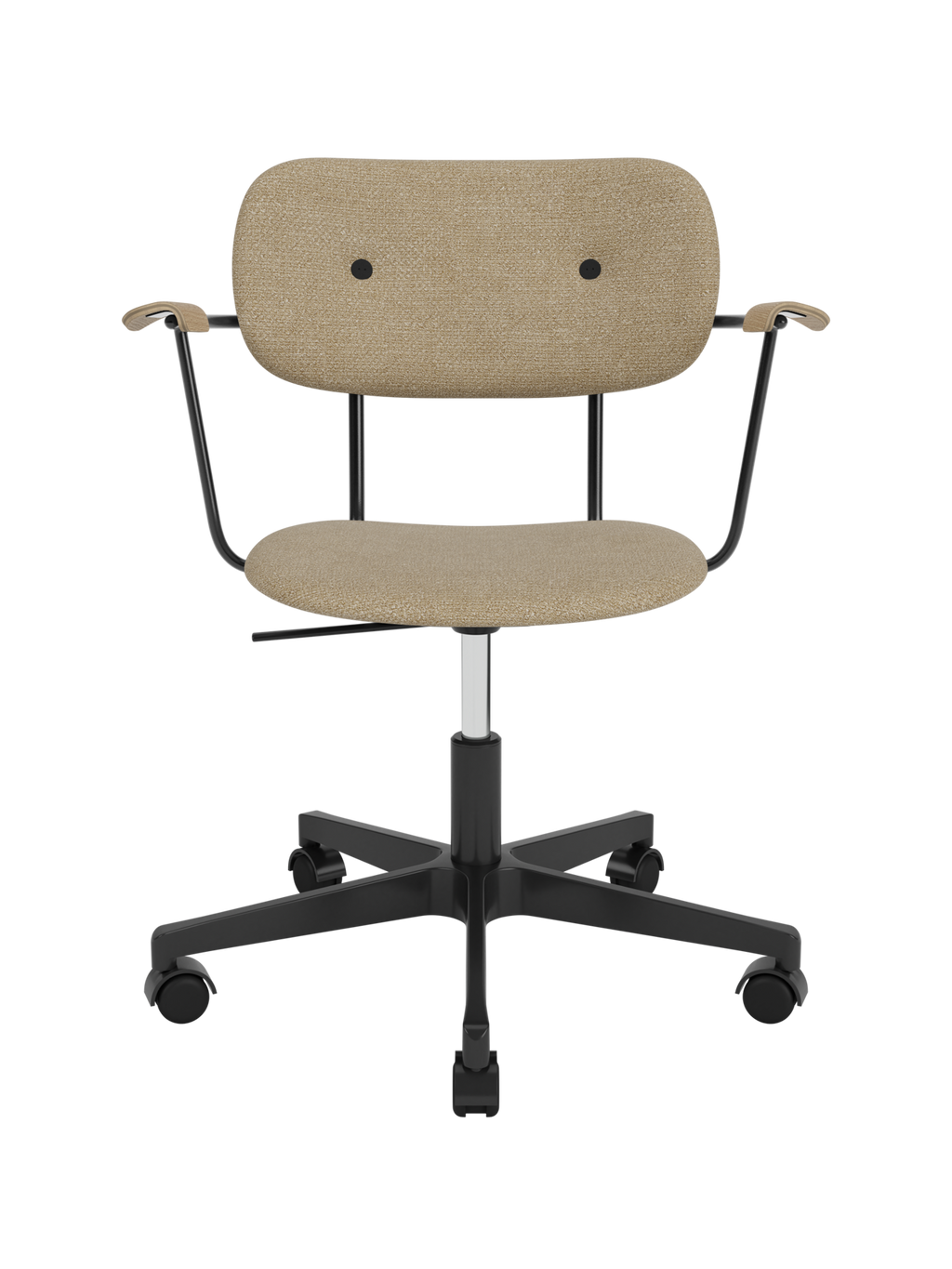 Fully Upholstered Task Chair with Armrests Black Swivel Base