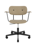 Fully Upholstered Task Chair with Armrests Black Swivel Base