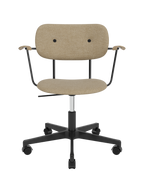 Fully Upholstered Task Chair with Armrests Black Swivel Base