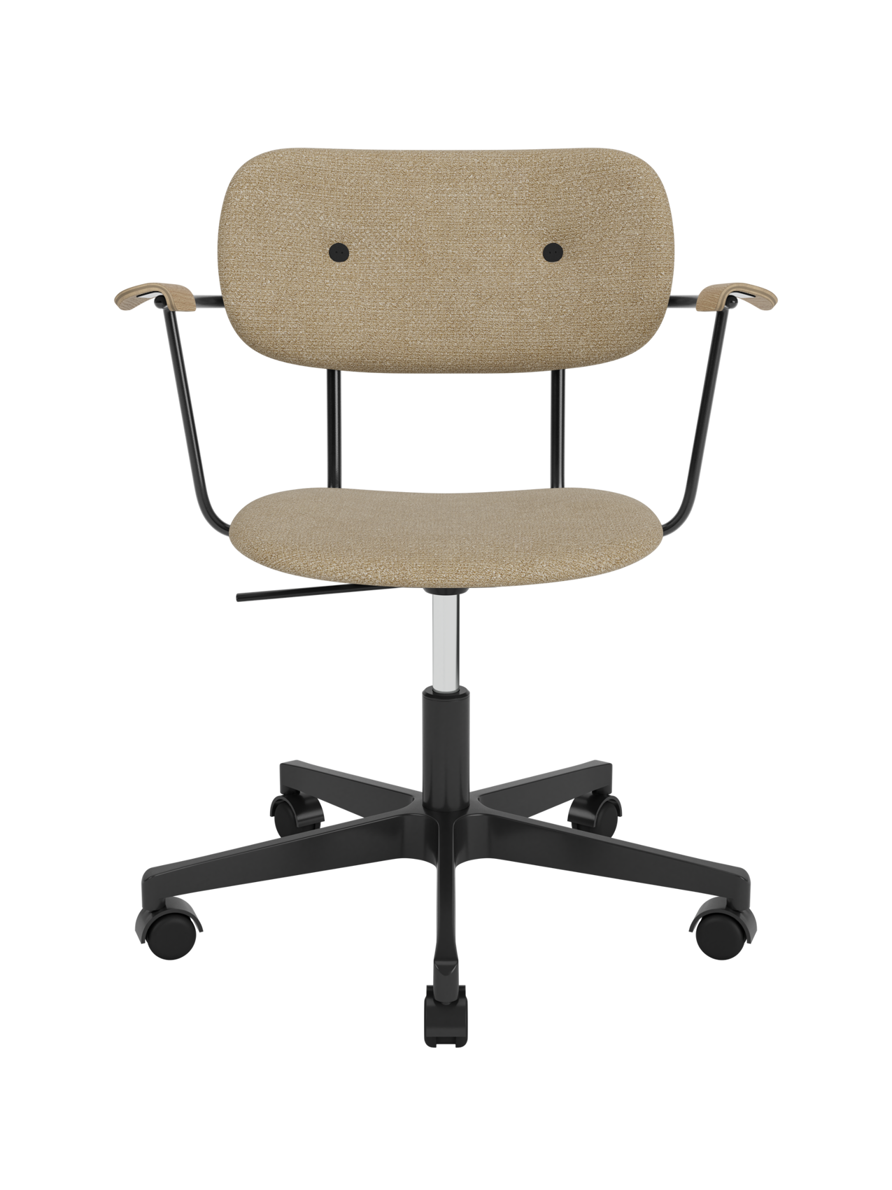 Fully Upholstered Task Chair with Armrests Black Swivel Base