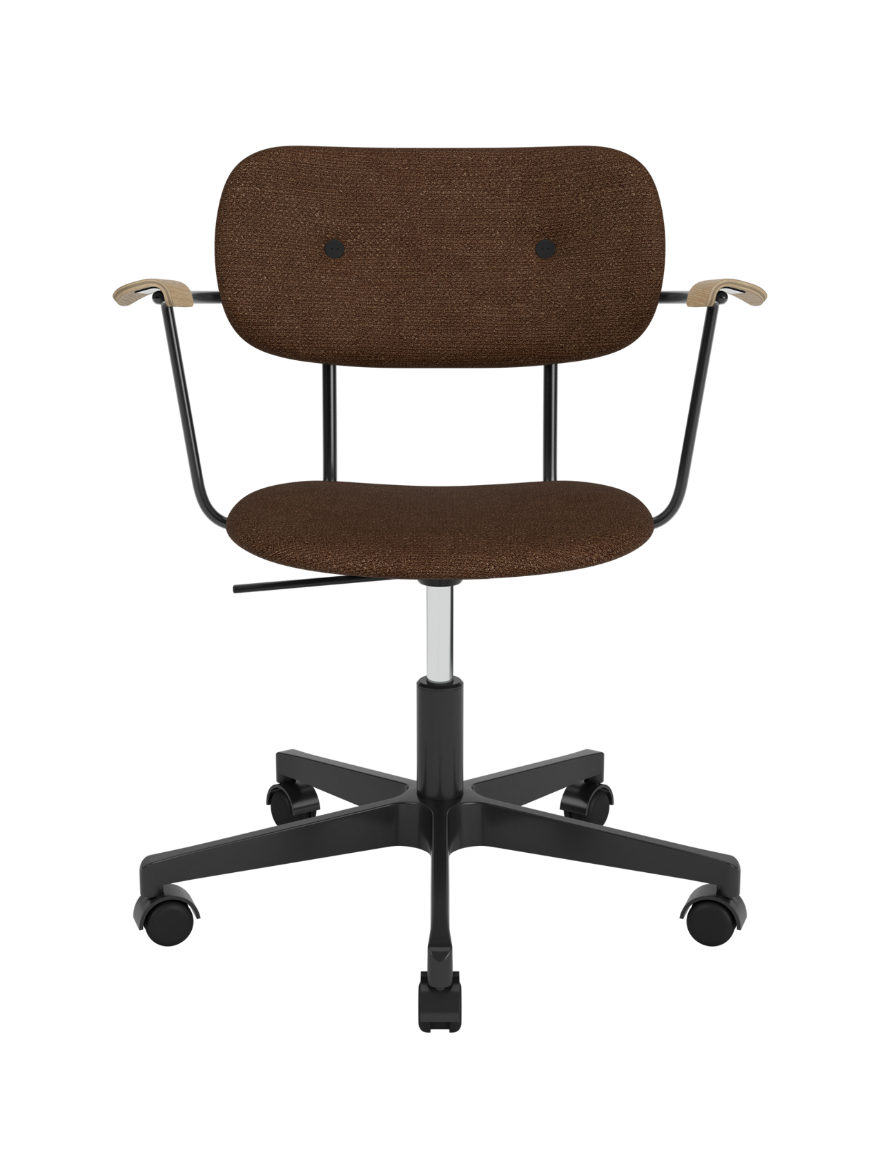 Fully Upholstered Task Chair with Armrests Black Swivel Base