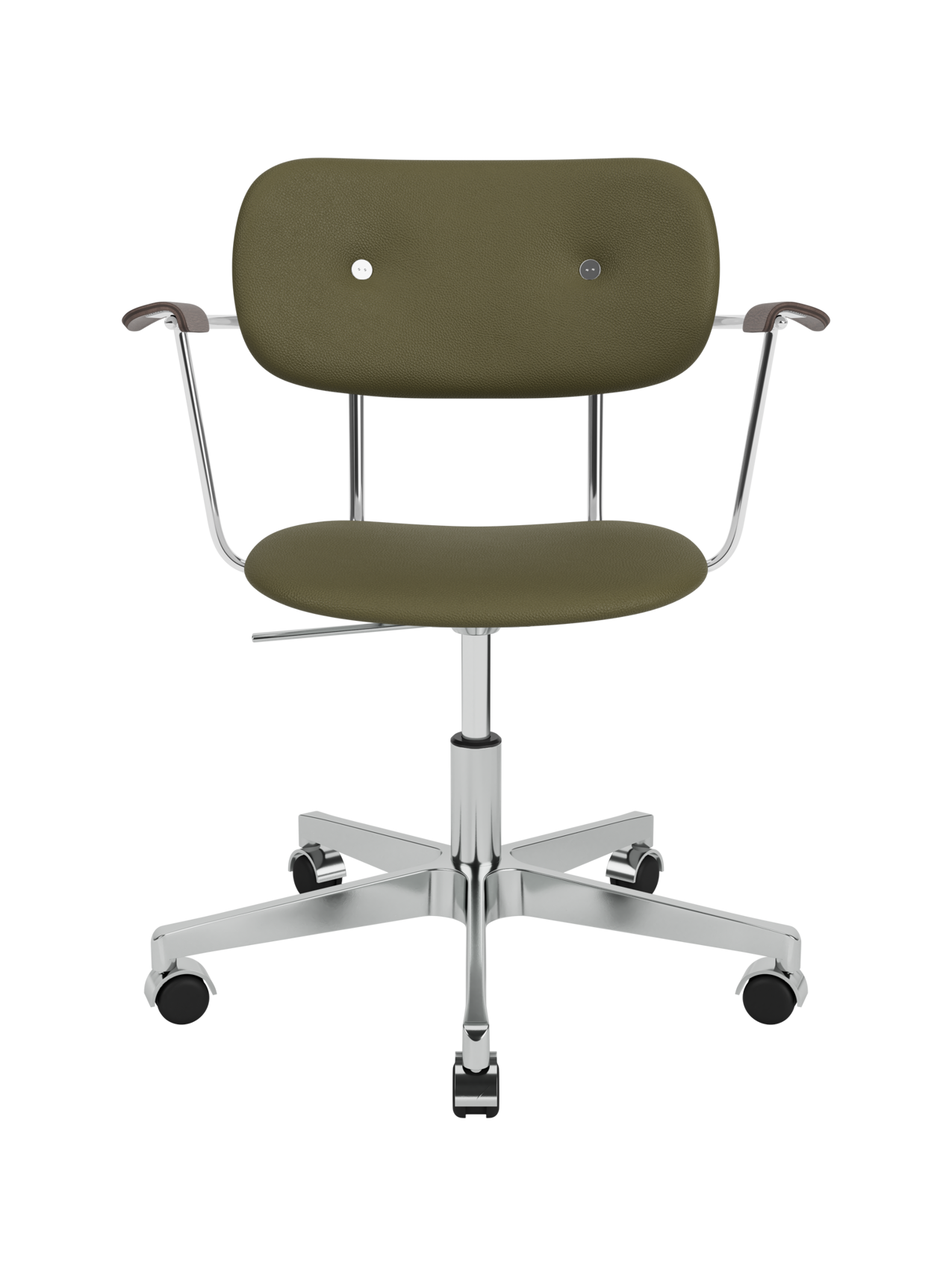 Fully Upholstered Task Chair with Armrests Polished Aluminium Base